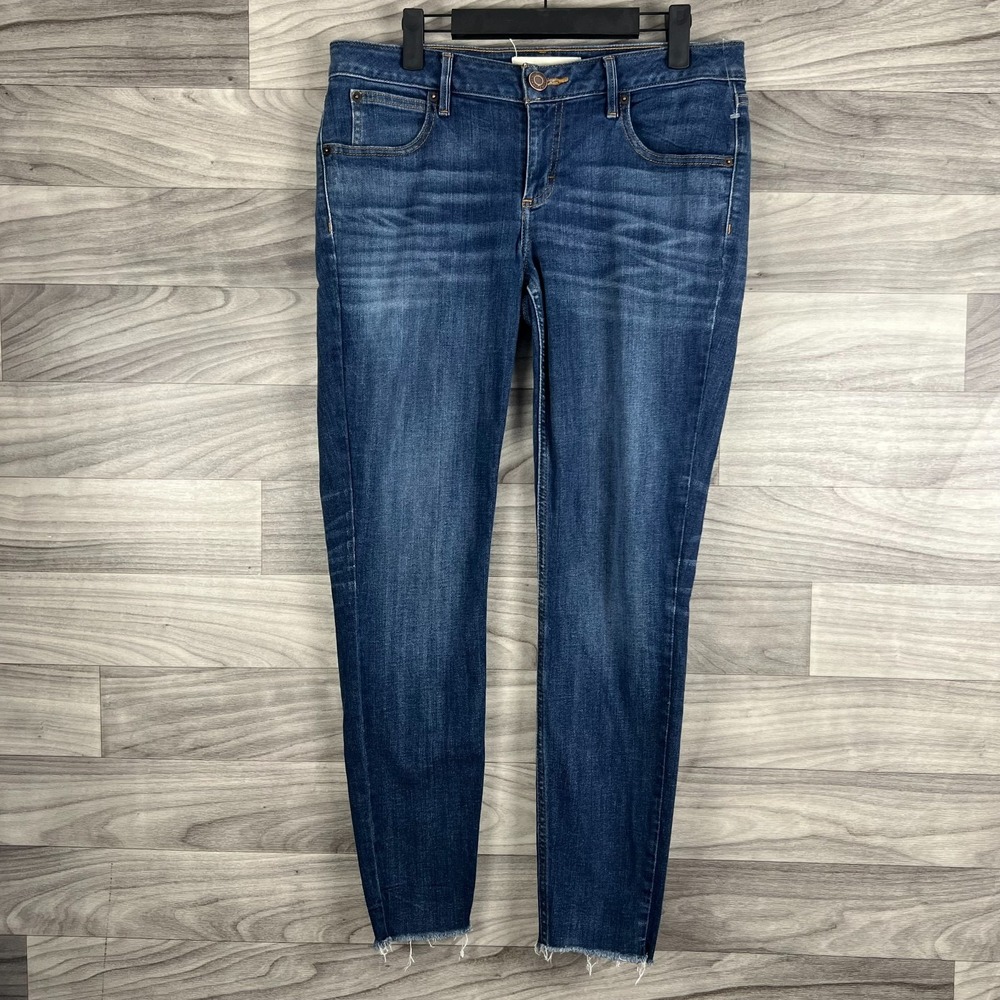 Maurices Skinny Jeans Women's 29/R (32x27) Blue Denim Cotton Low-Rise Frayed Hem